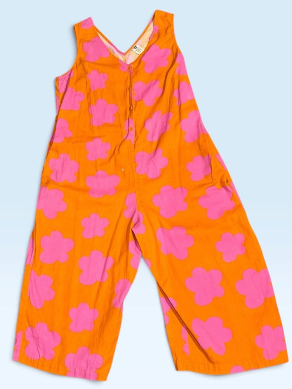 Lucy & Yak Finn Jumpsuit in Orange with Pink Floral Print UK20 US16